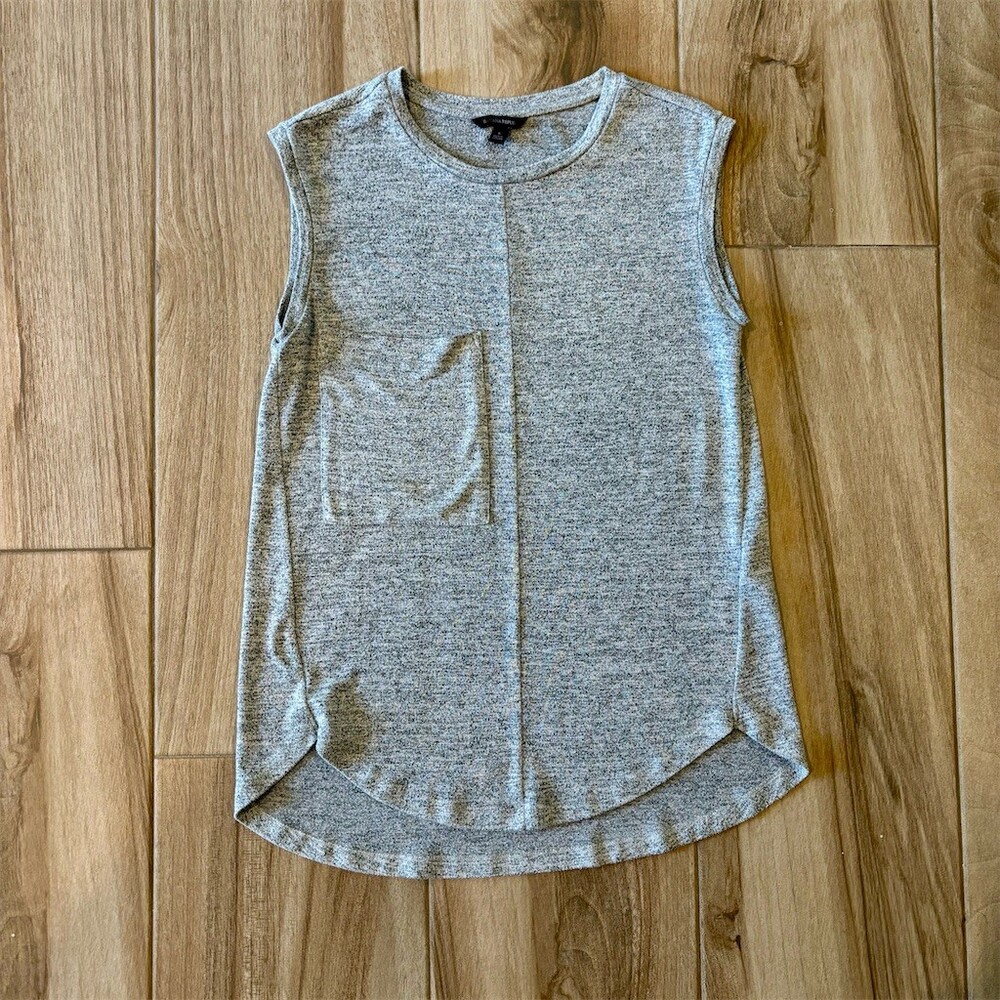 Banana Republic Tank Top Womens Size S Heather Gray Sleeveless Pocket